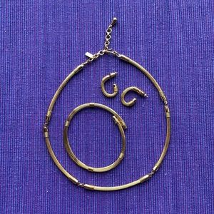 Monet Gold Jewelry Necklace Earring Bracelet Set